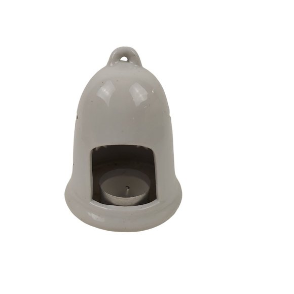White Porcelain Bell Shaped Star Tea Light Candle Votive Holder Home Decoration - Picture 4 of 5